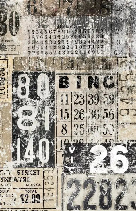 Roycycled Decoupage Paper - Grunge Numbers (Bingo) (Retired)