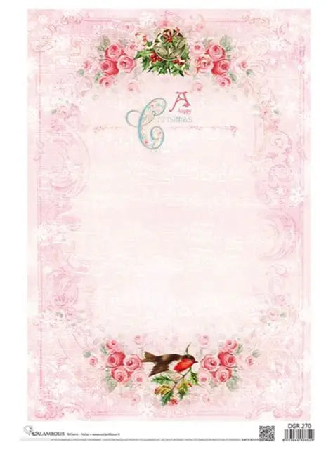 Decoupage Queen Rice Paper A3 - Calambour Pink Christmas Baroque