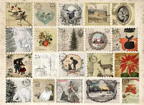 Roycycled Decoupage Paper - Christmas Postage