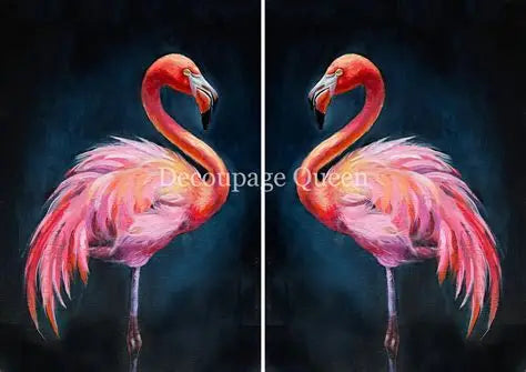 Decoupage Queen Rice Paper A4 - Teresa Rene Art - Double Flamingo
