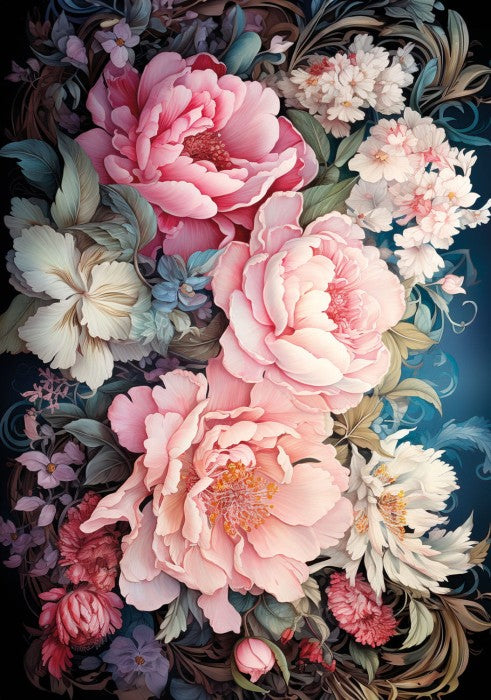 Decoupage Queen Rice Paper A4 - LeBlanche Peony Garden