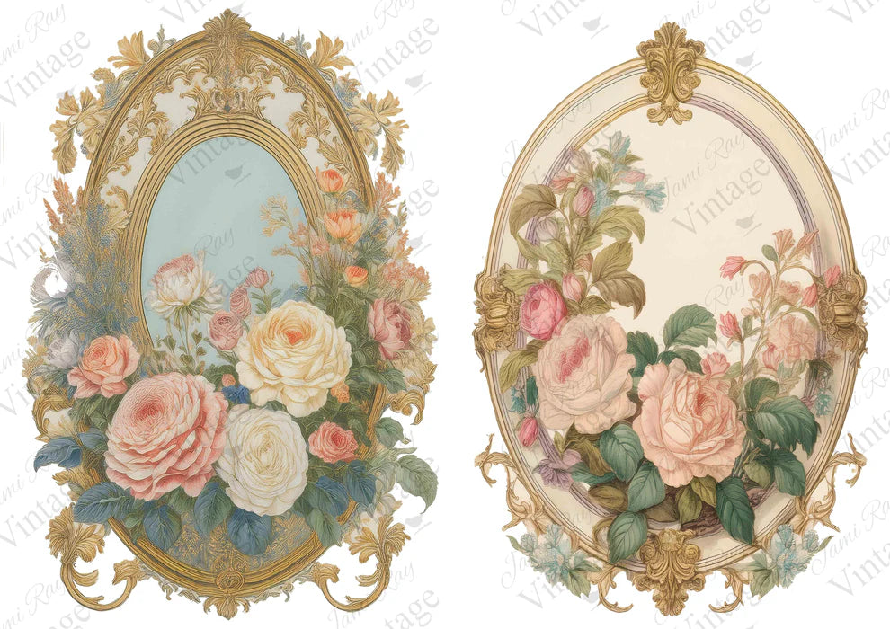JRV Rice Paper A4 - Rose Vignette