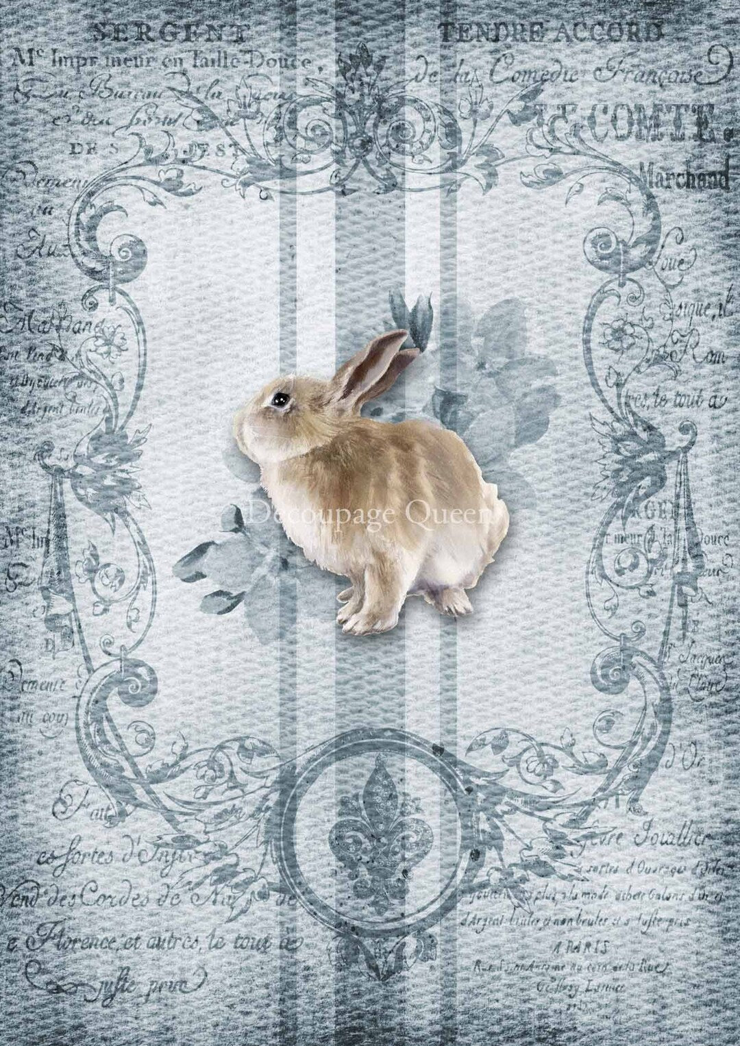 Decoupage Queen Rice Paper A4 - Spring Grain Sack Bunny