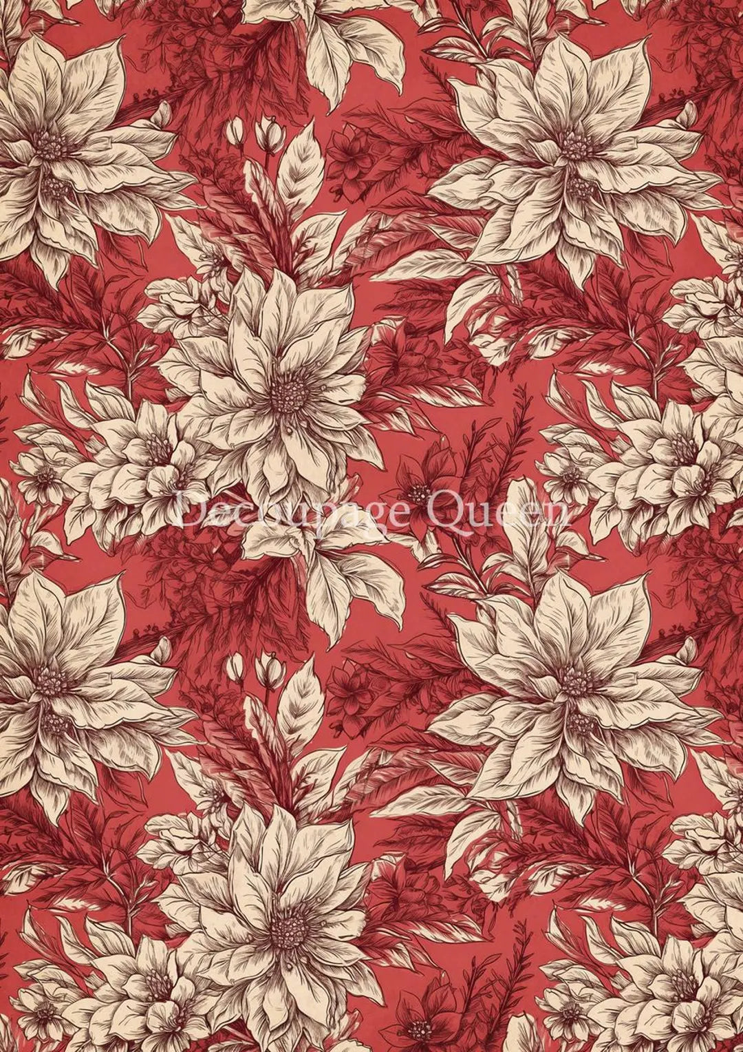 Decoupage Queen Rice Paper A4 - Vintage Poinsettia