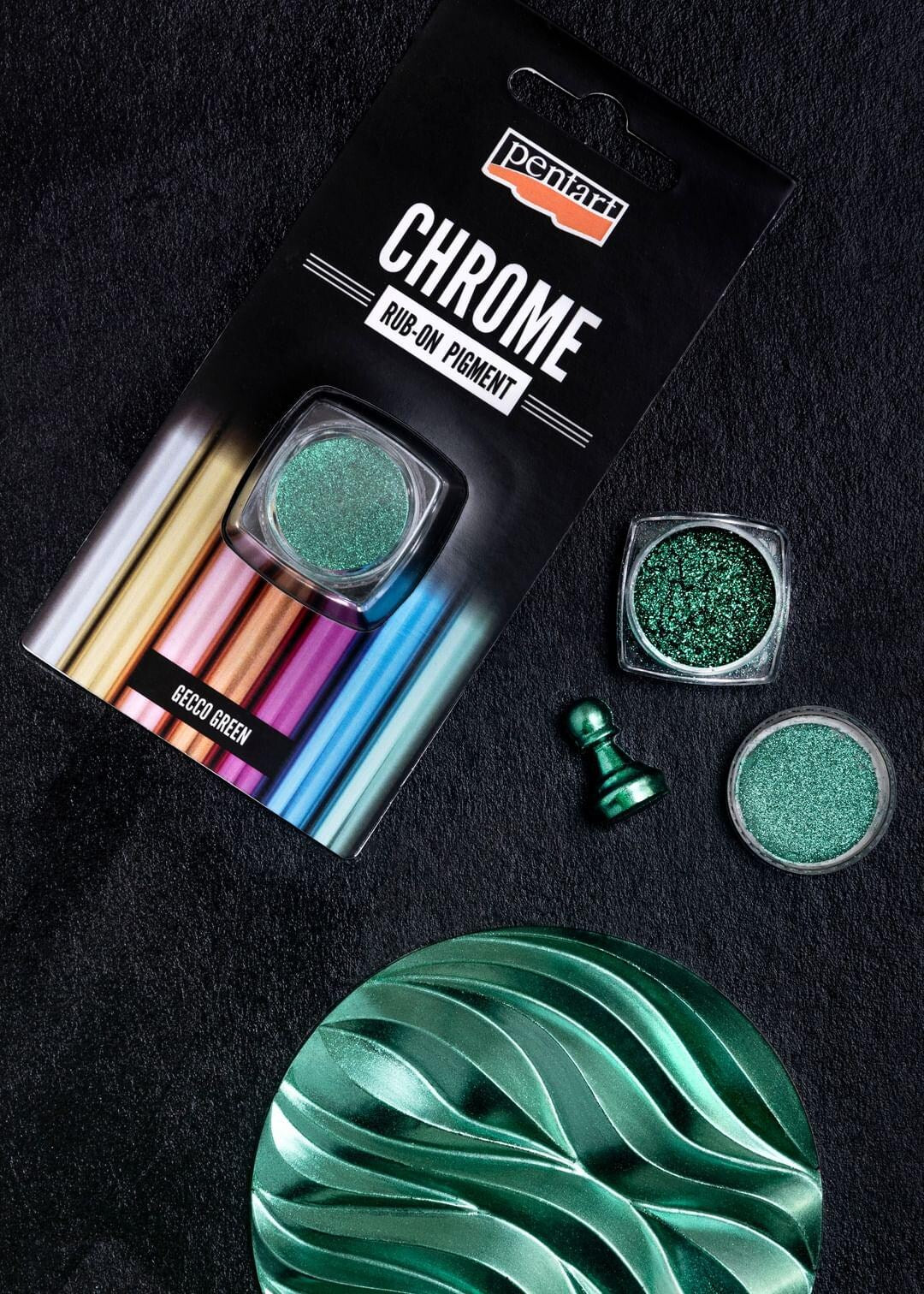 Pentart Chrome Rub-On Pigment Powder - Gecco Green