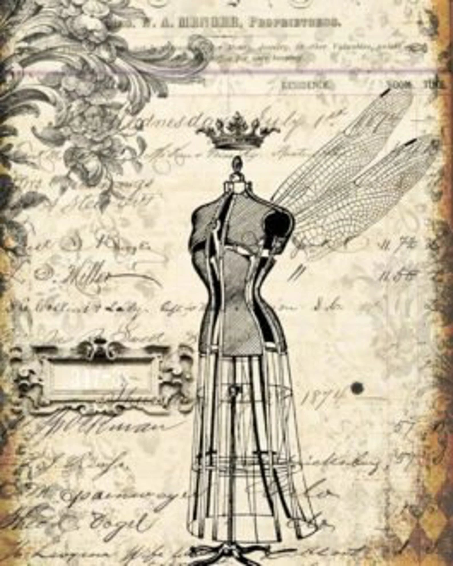 Roycycled Decoupage Paper - Grunge Dress Form (Retired)