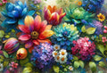Ink Fusion Decoupage Rice Paper A4 - Vibrant Bloom Symphony