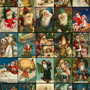 Decoupage Queen Rice Paper A4 - Advent Santas
