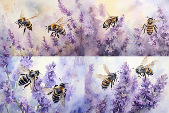 Ink Fusion Decoupage Rice Paper A4 - Bumbles Amidst the Bloom