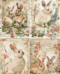 Ink Fusion Decoupage Rice Paper A4 - Bunnies and Petals